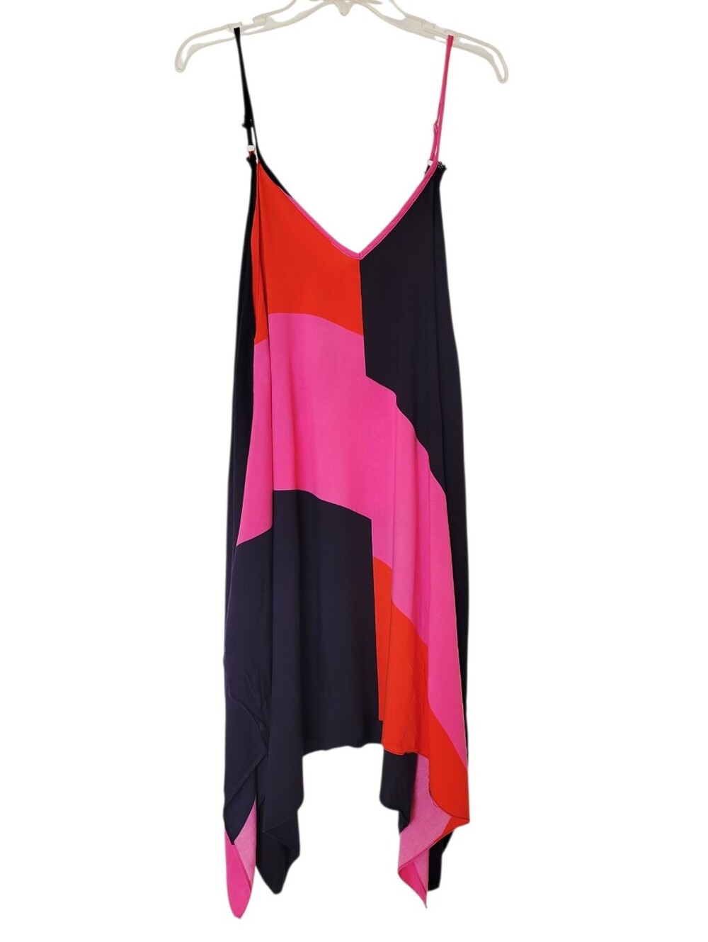 Anna & Ava Navy, Pink and Red Asymmetrical Slip Dress